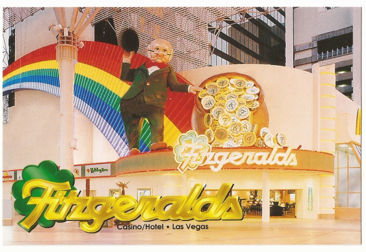 FITZGERALDS HOTEL = VINTAGE DOWNTOWN CASINO POSTCARD = LAS VEGAS NEVADA