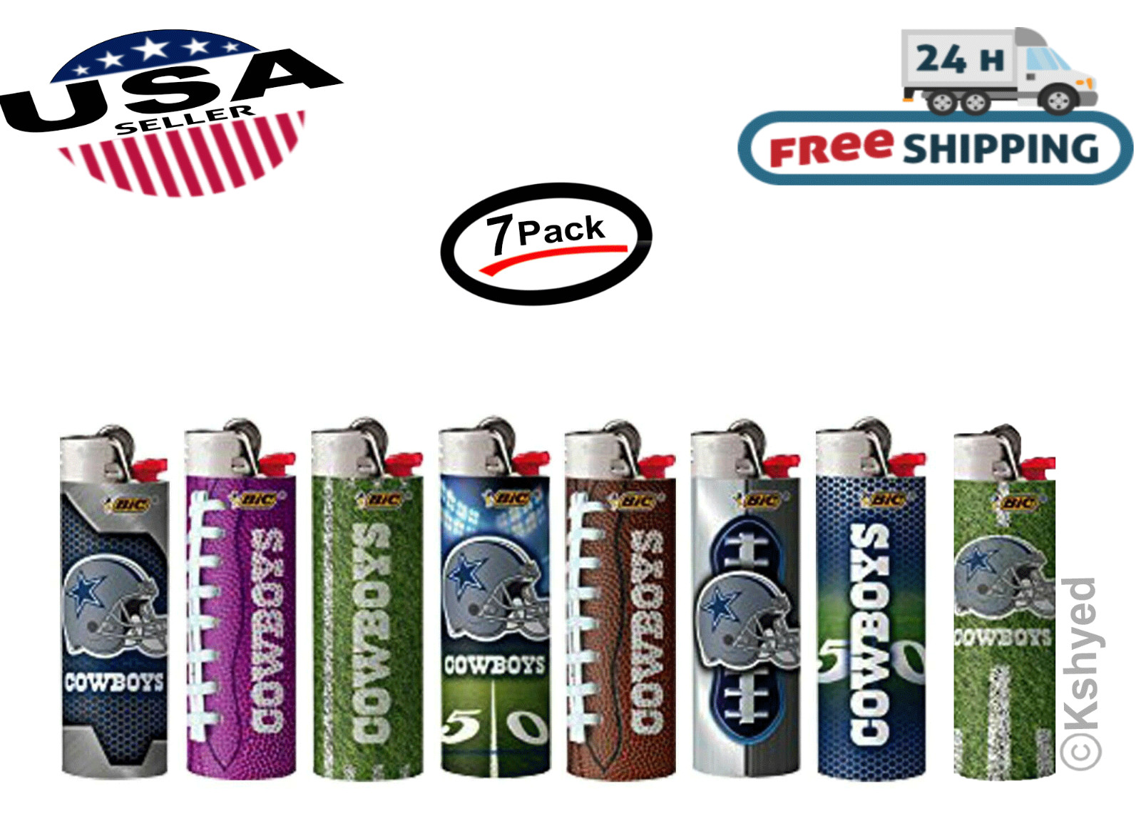 Bic Dallas Cowboys Lighters Various Styles NFL Officially Licensed (7 Pack) -New