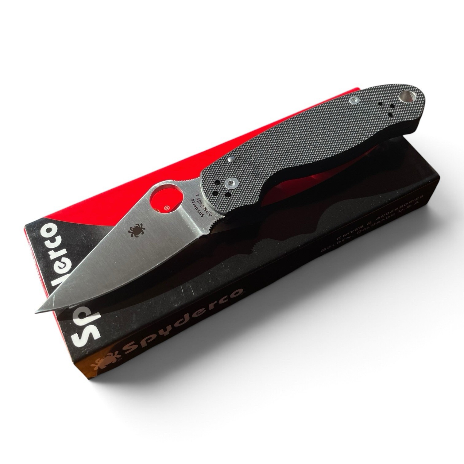Spyderco Para 3 C223GP Black G-10 CPM S45VN Satin Plain Edge Folding Knife USA