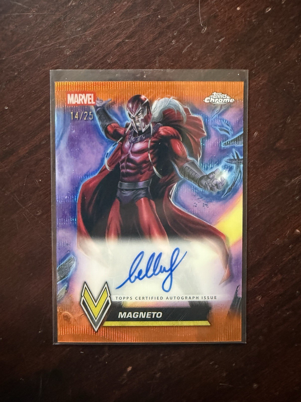 2026 Topps Chrome Marvel - Varied Visage: AoA Magneto Orange Auto /25 VVA-07 SSP