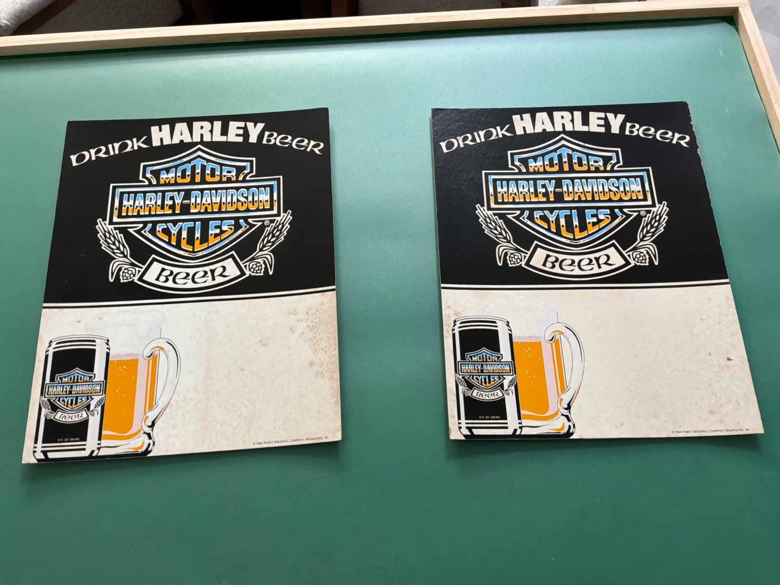 1984 Harley Davidson Beer Pabst Cardboard Counter Display Signs 14\