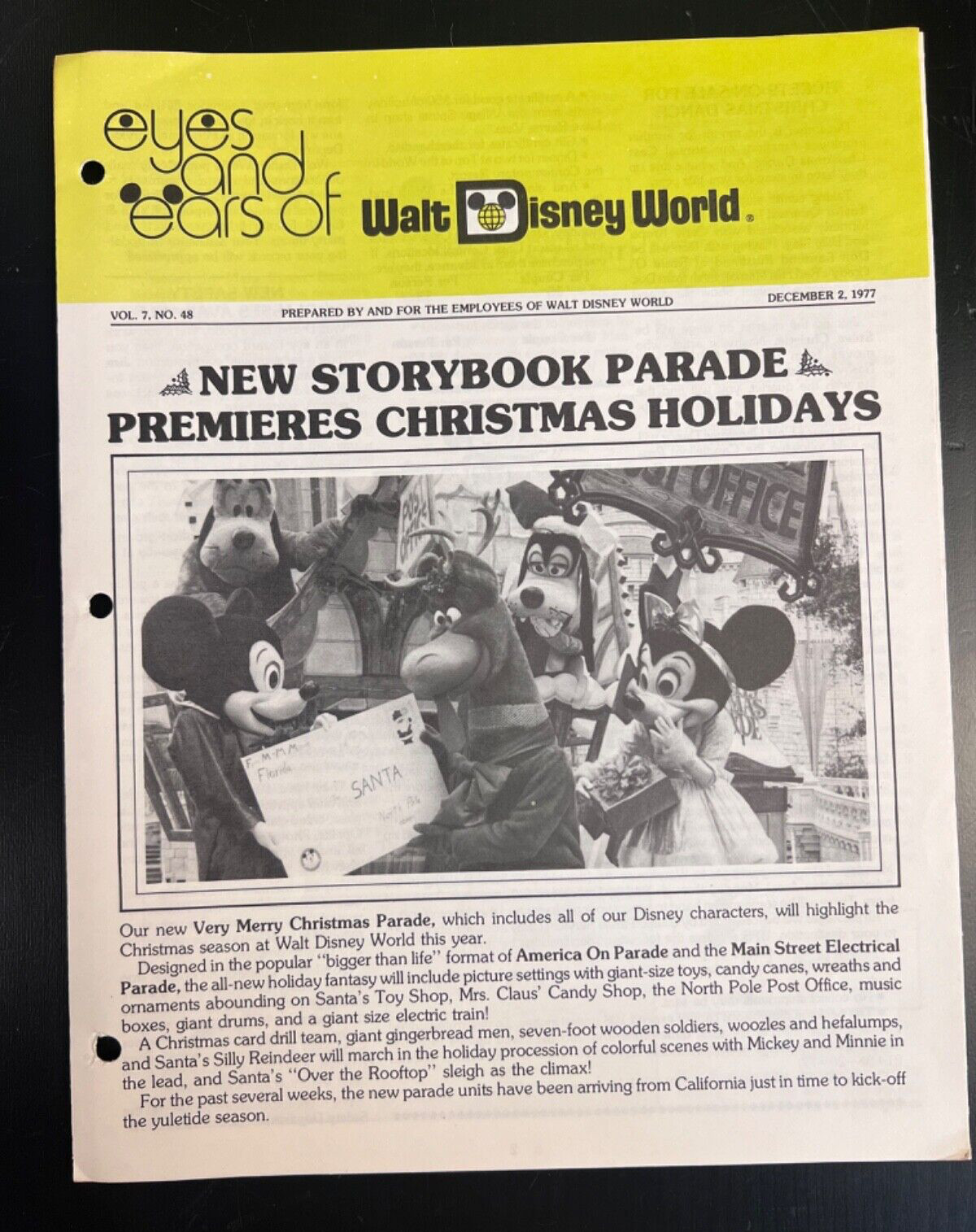 1977 Vintage Rare Disney original Document Eyes and Ears Publication. VOL.7 #48