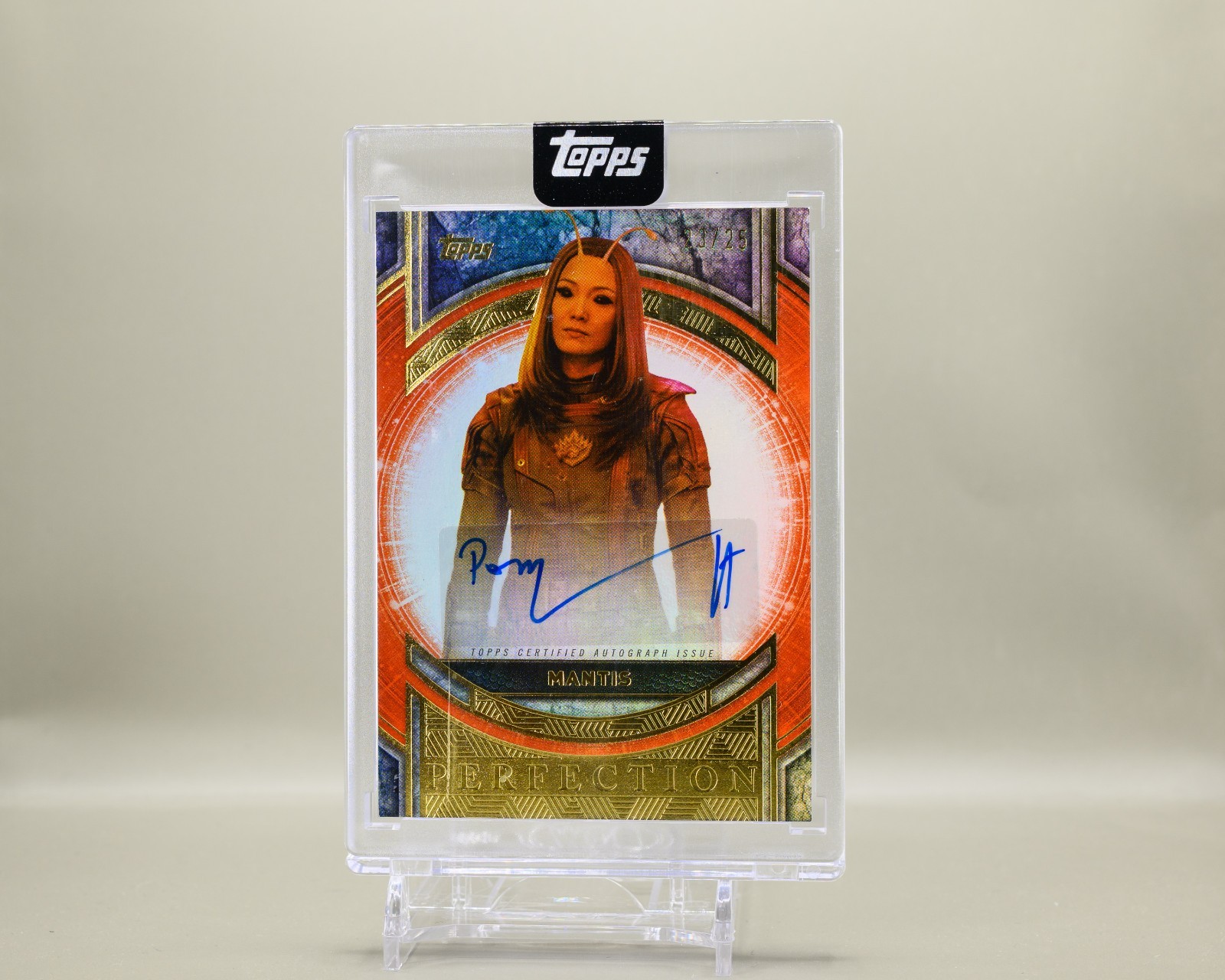 2025 Topps Marvel The Collector Pom Klementieff Mantis Orange Auto /25 MP-PK