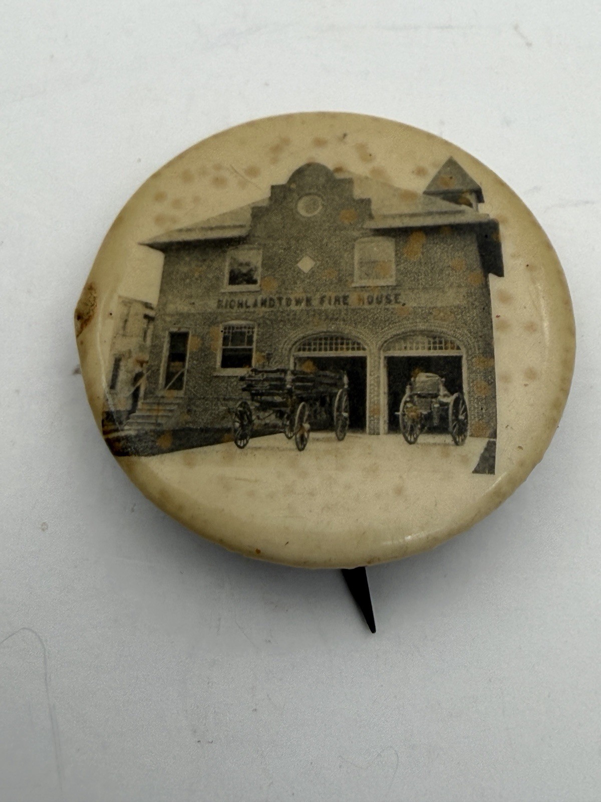 Vintage Fire Department Pin Back Celluloid 1930s 