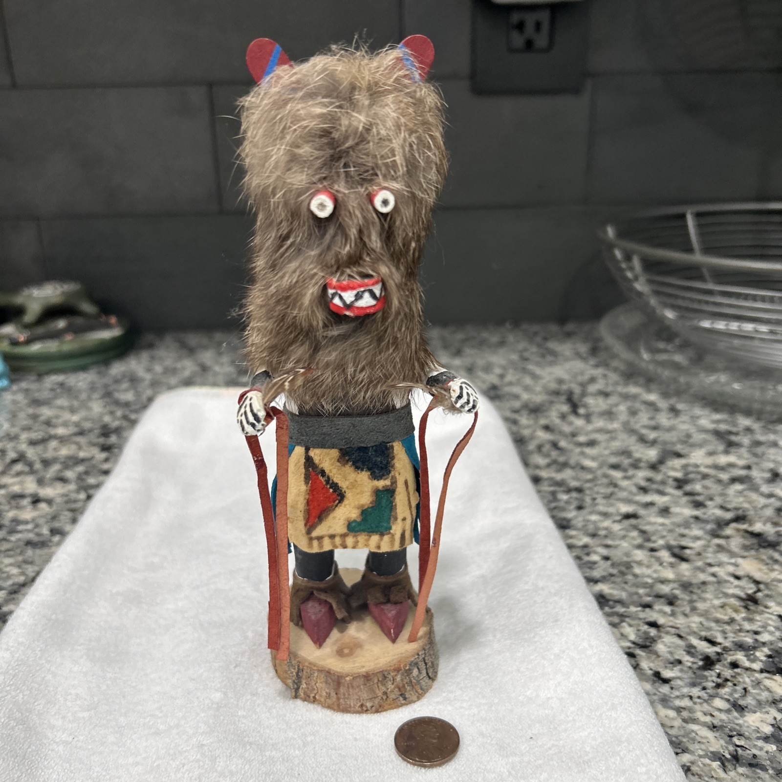 Vintage RB Walthall White Buffalo Kachina Doll Signed Native American Folk Art