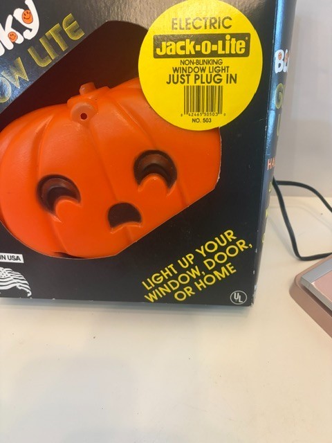 Vintage Halloween Pumpkin Blinky Window Light Up Blow Mold USA Jack-o-lite 9\