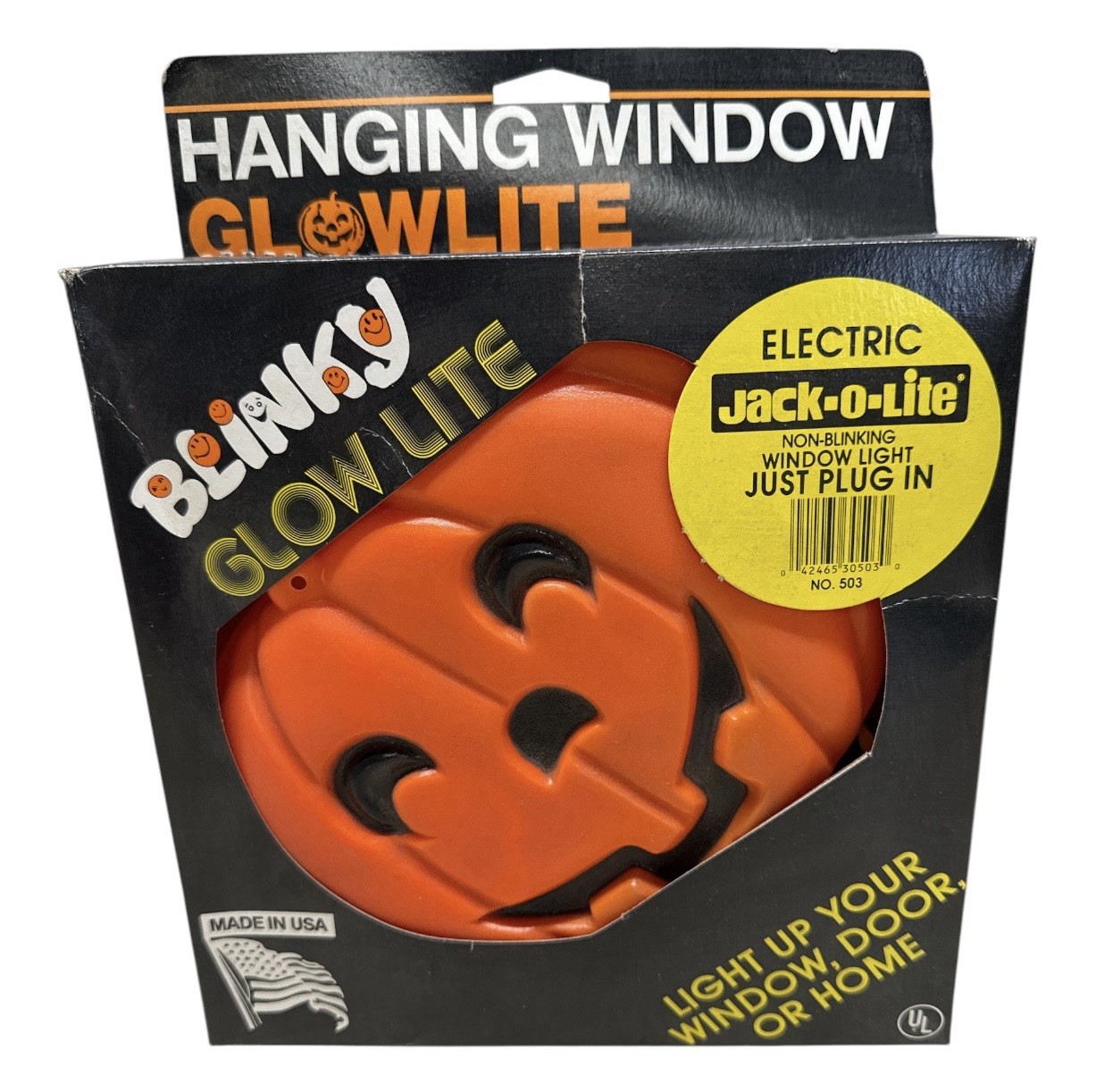 Vtg 1990’s Blinky Glow Lite Pumpkin Jack O Lantern Light Blow Mold Halloween 9x7