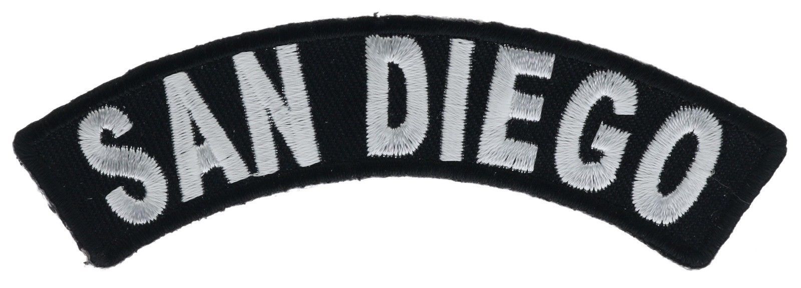 San Diego Script SilverWhite Rocker 4 Inch Embroidered Patch IV3628 F2D16F