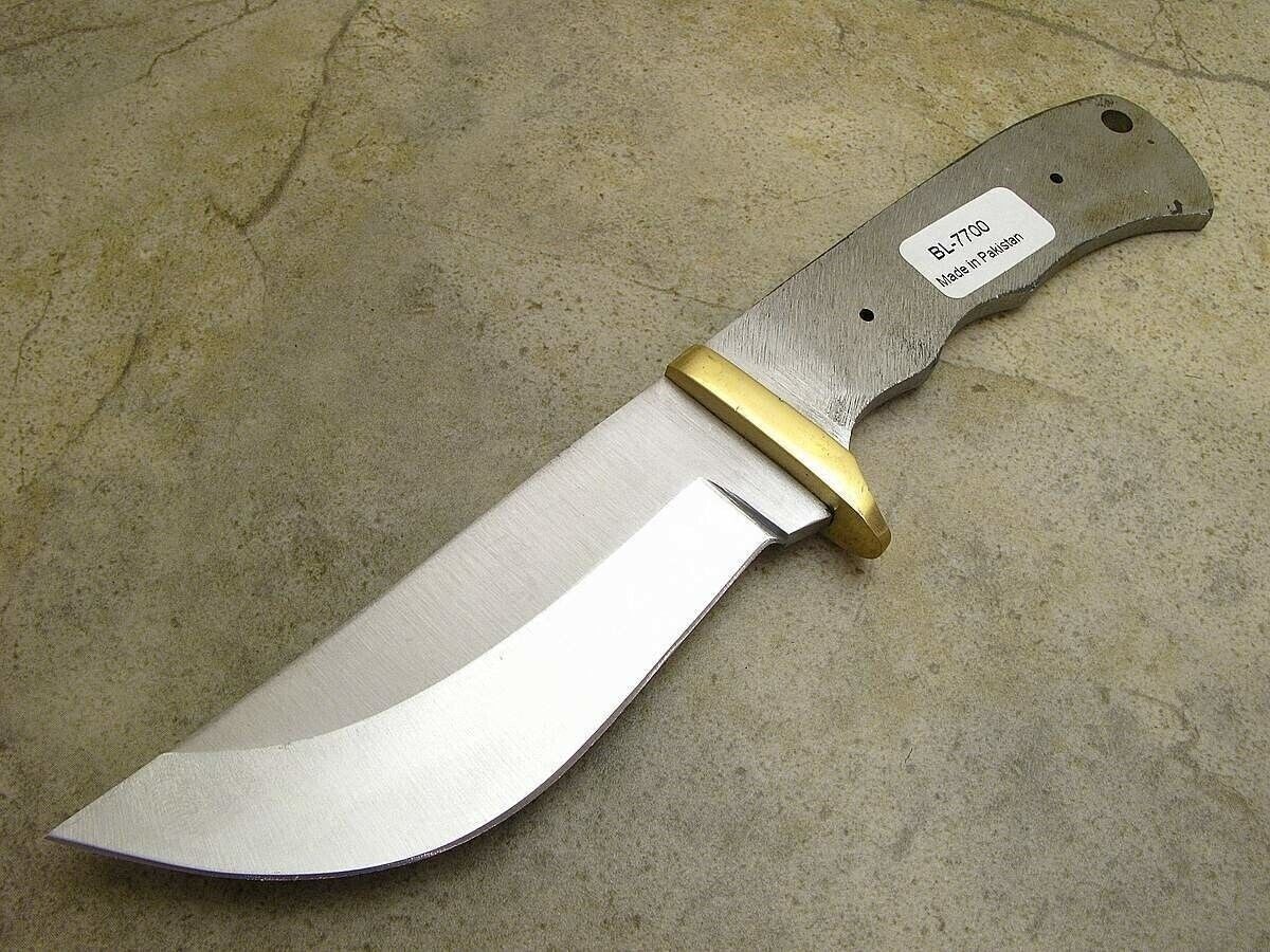 Fixed Blade Blank for Knife Makers Full Tang with Brass Finger Guard