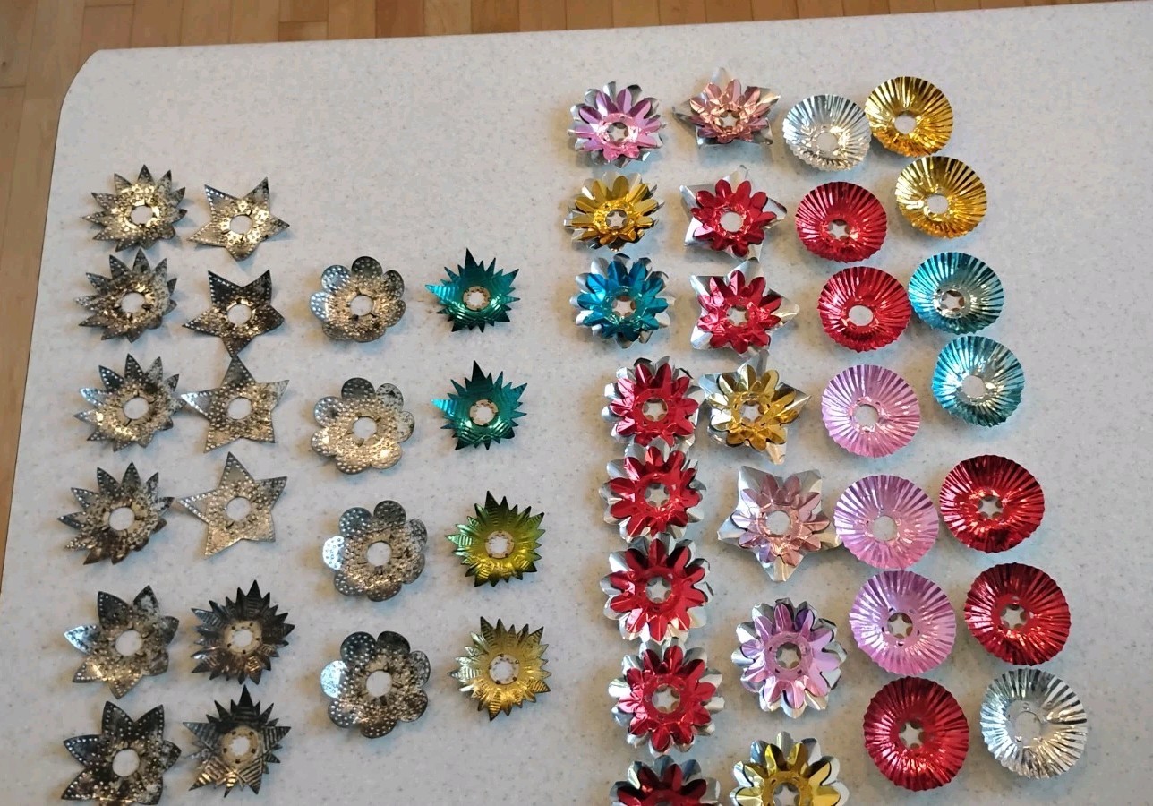 VINTAGE 1940\'S CHRISTMAS TREE LIGHT REFLECTORS LOT OF 49