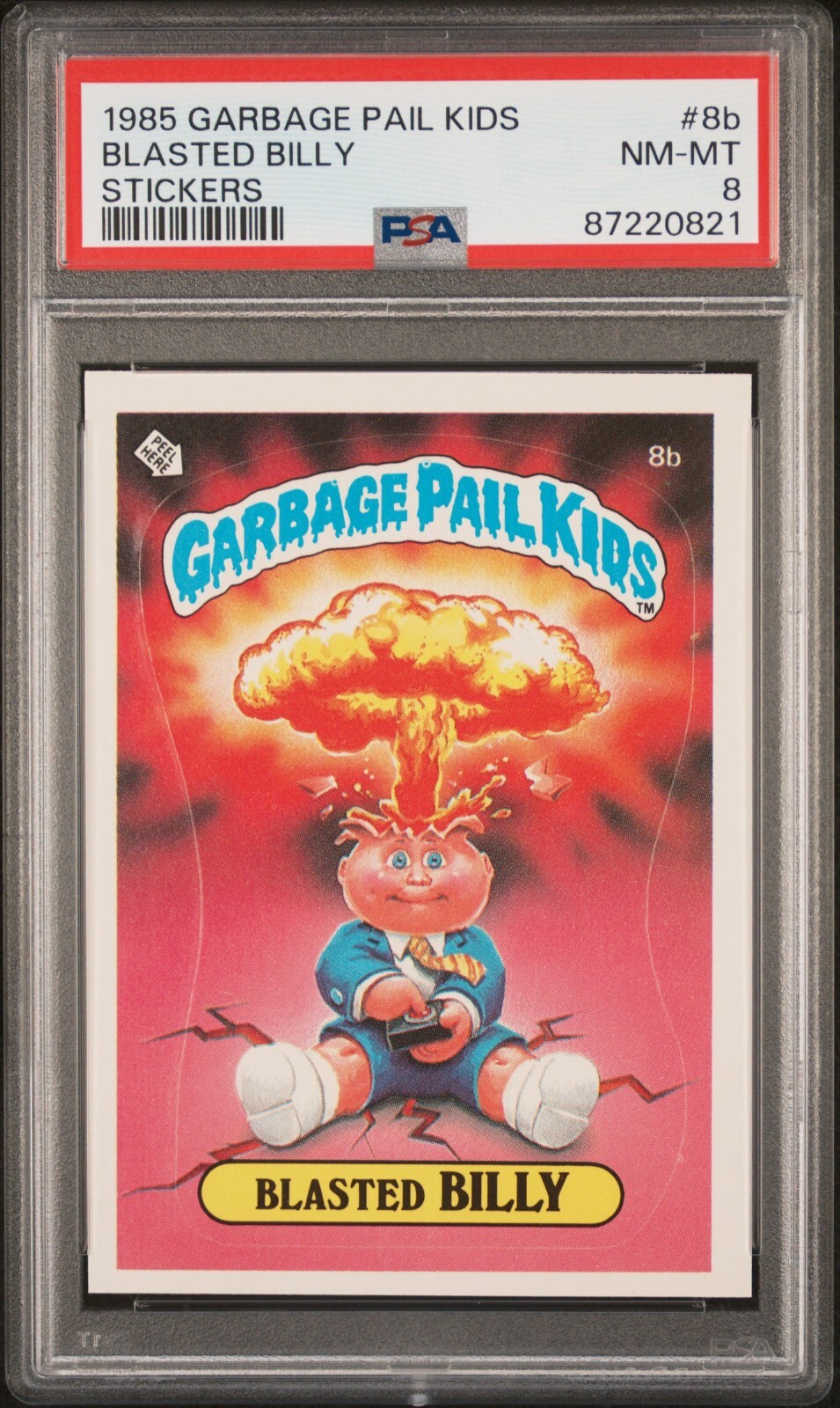 1985 Topps GPK OS1 Garbage Pail Kids 1 1st BLASTED BILLY 8b Cheaters Card PSA 8