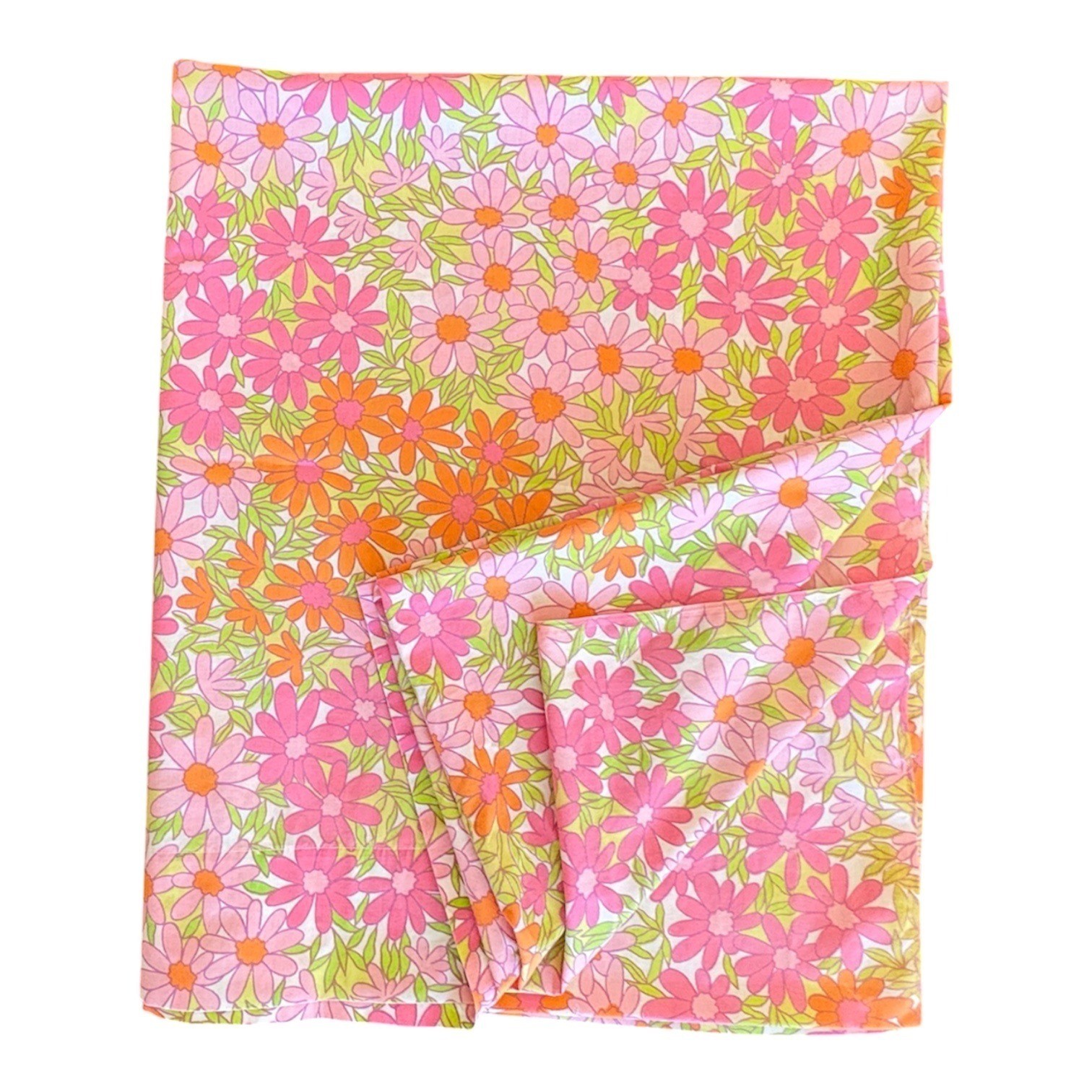 Vintage Fashion Manor Double Flat Sheet Penn Prest Muslin Mod Retro Flower Power