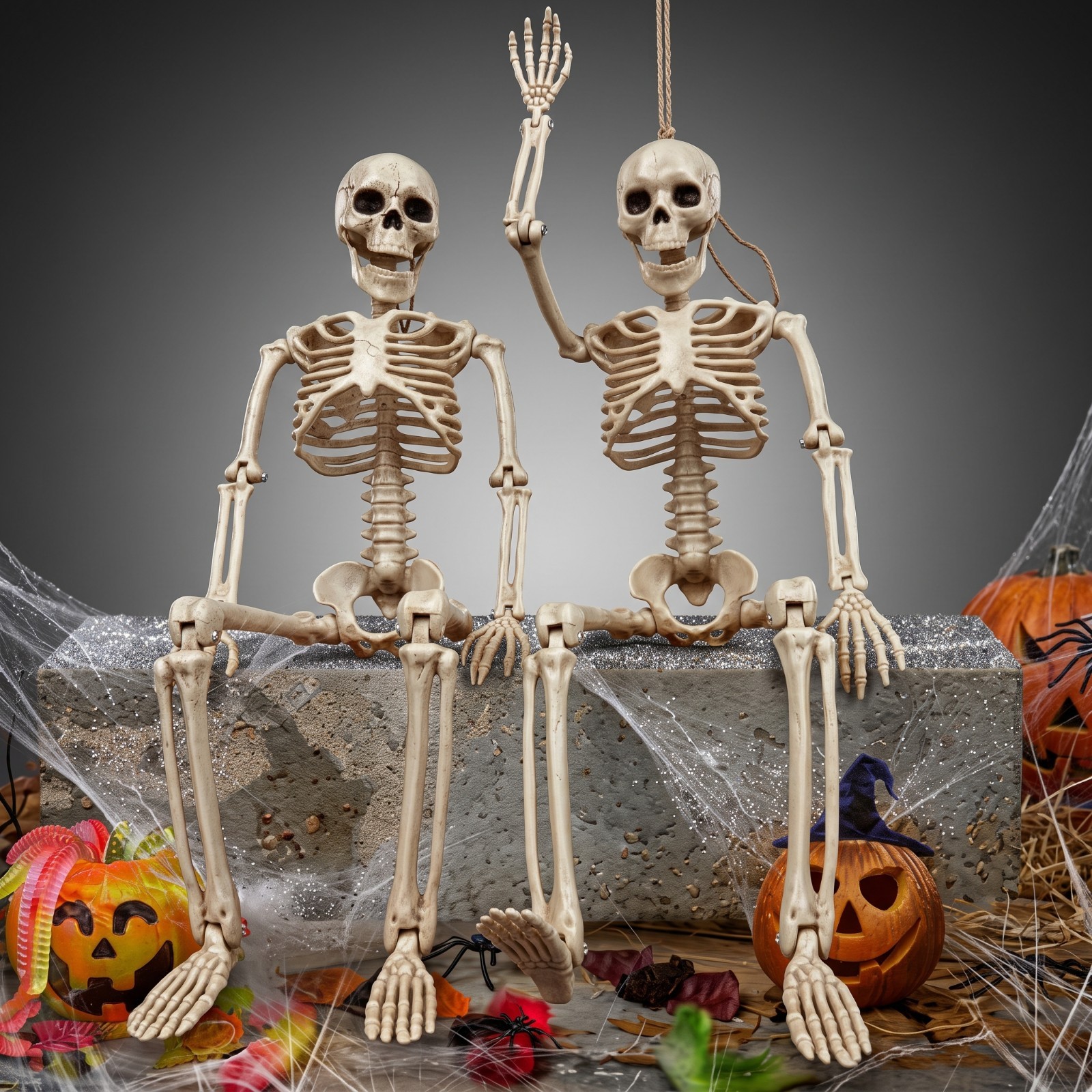 Halloween Human Skeleton Oversized Poseable Size Life Decoration Party Prop 40
