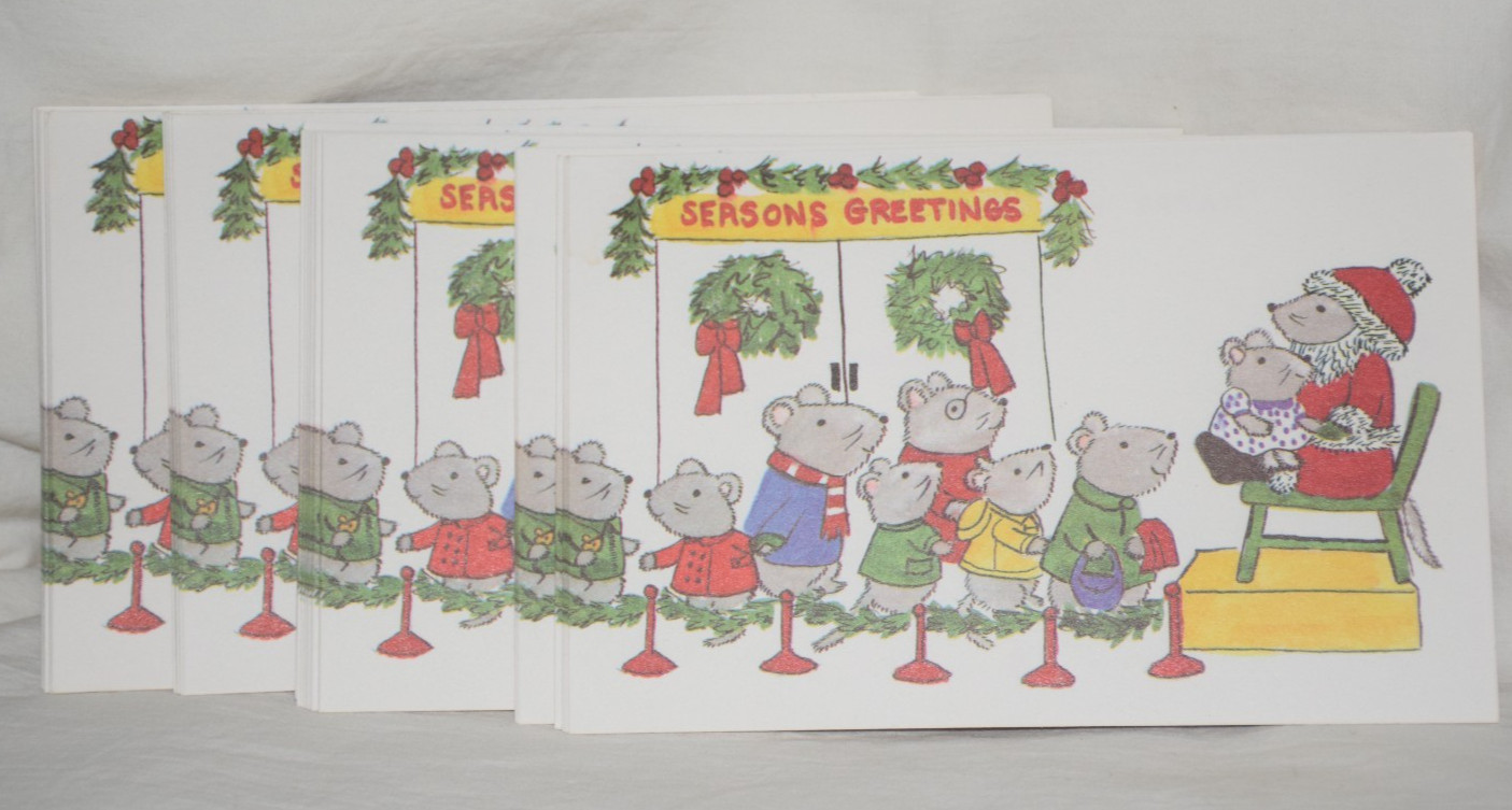 Vtg NOS Lot 34 Christmas Post Cards Mice & Santa Kristin Elliott