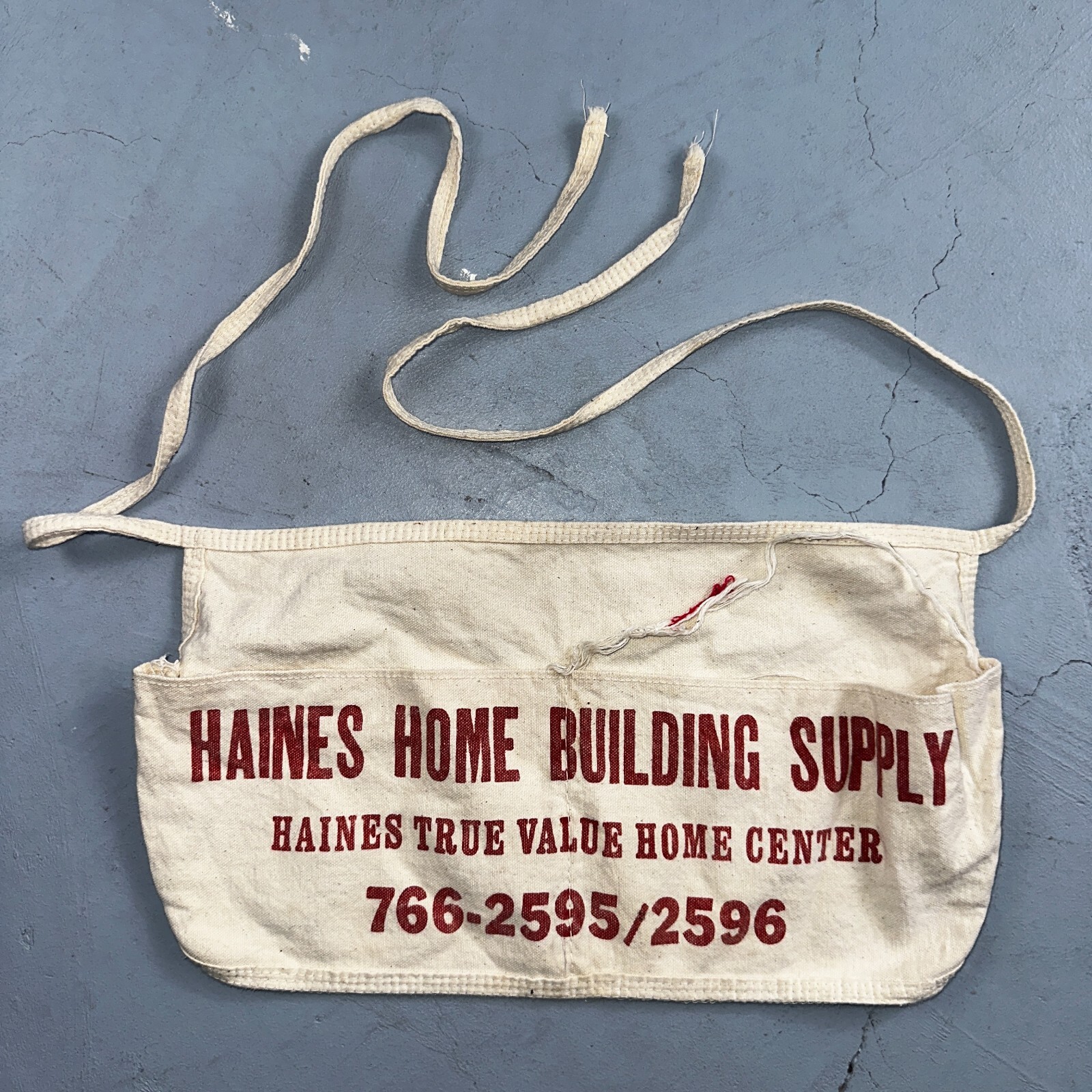 Hanes Vintage 1950\'s Canvas Nail Waist Apron Phone Number Home & Lumber Supply
