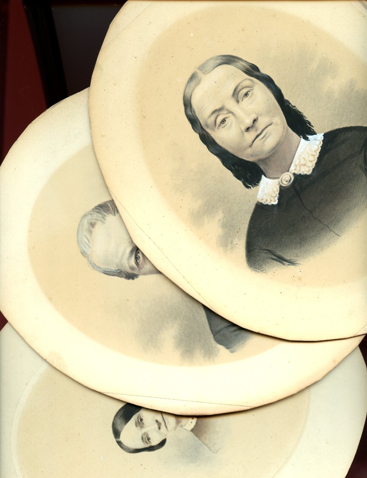 3 Antique Oval Studio Photos, Pattie, Peasley, Allen? Family - 9 1/2\