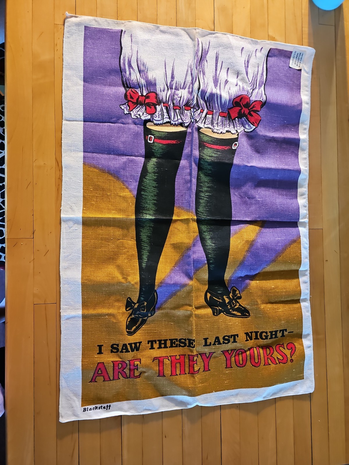 Vintage 70s Blackstaff Tea Towel Art Irish Linen Saucy Leg Funny Kitsch Bar