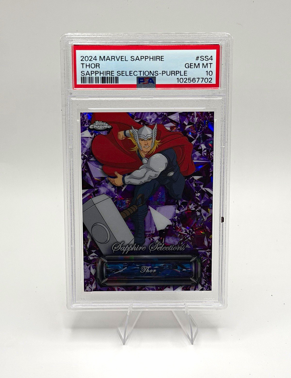 2024 Topps Marvel Sapphire Thor Sapphire Selections Purple /15 PSA 10 (BOOKEND)