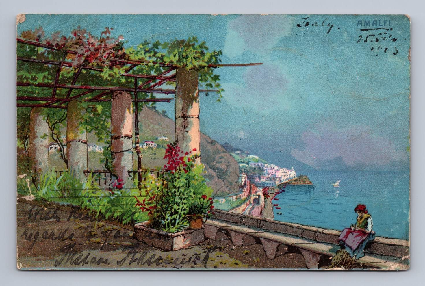 Antique Italy Postcard AMALFI Coastal Scenic View 1903