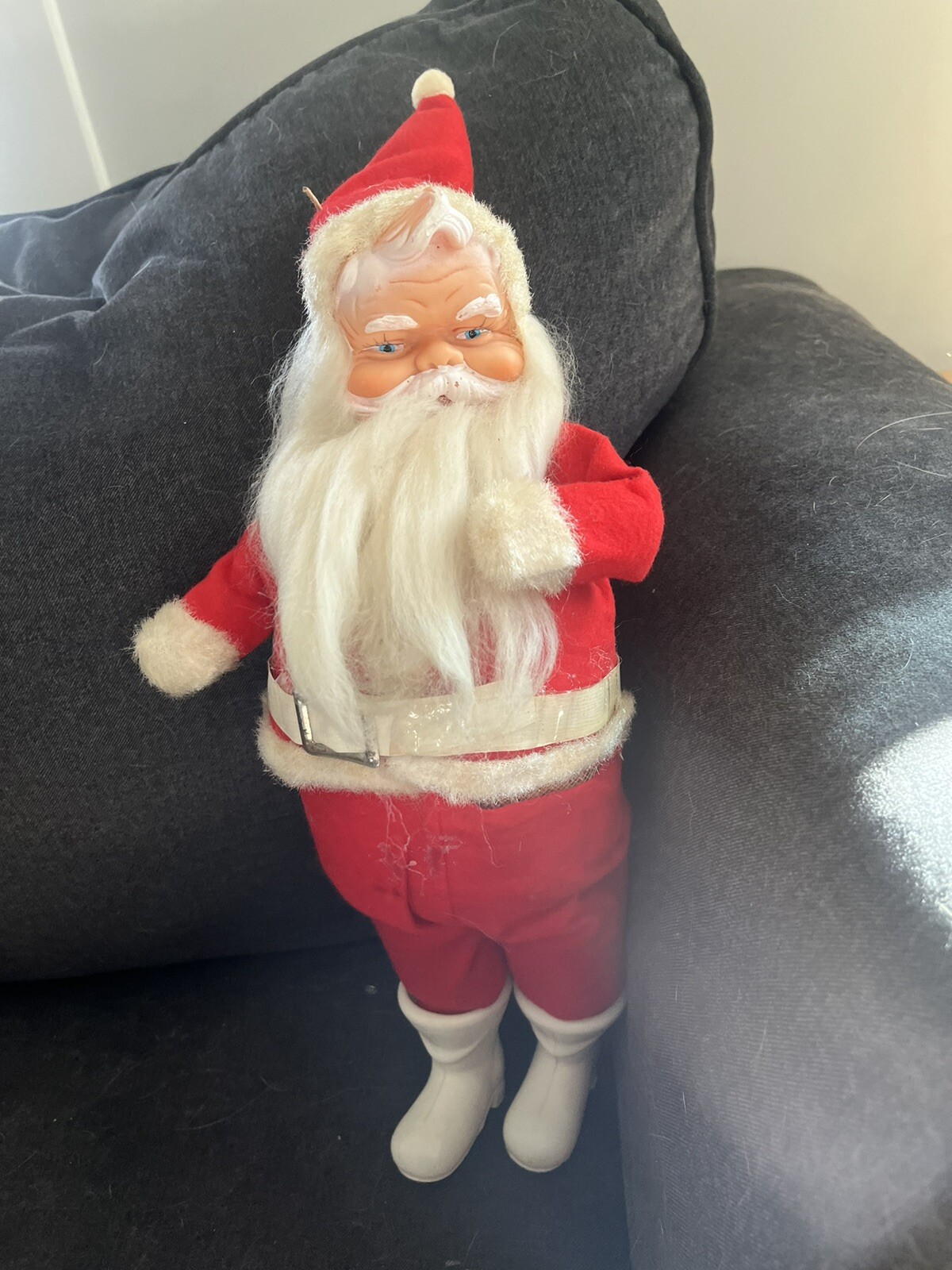 Vintage 15”x5” Rubber Face Santa Doll Vintage