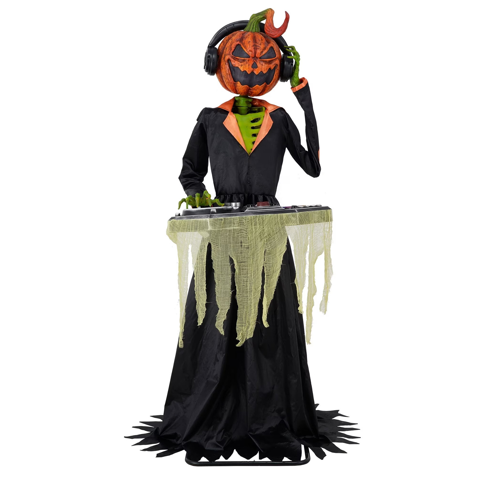 72 IN ANIMATED DJ JACK PUMPKIN SKELETON HALLOWEEN ANIMATRONIC PROP 