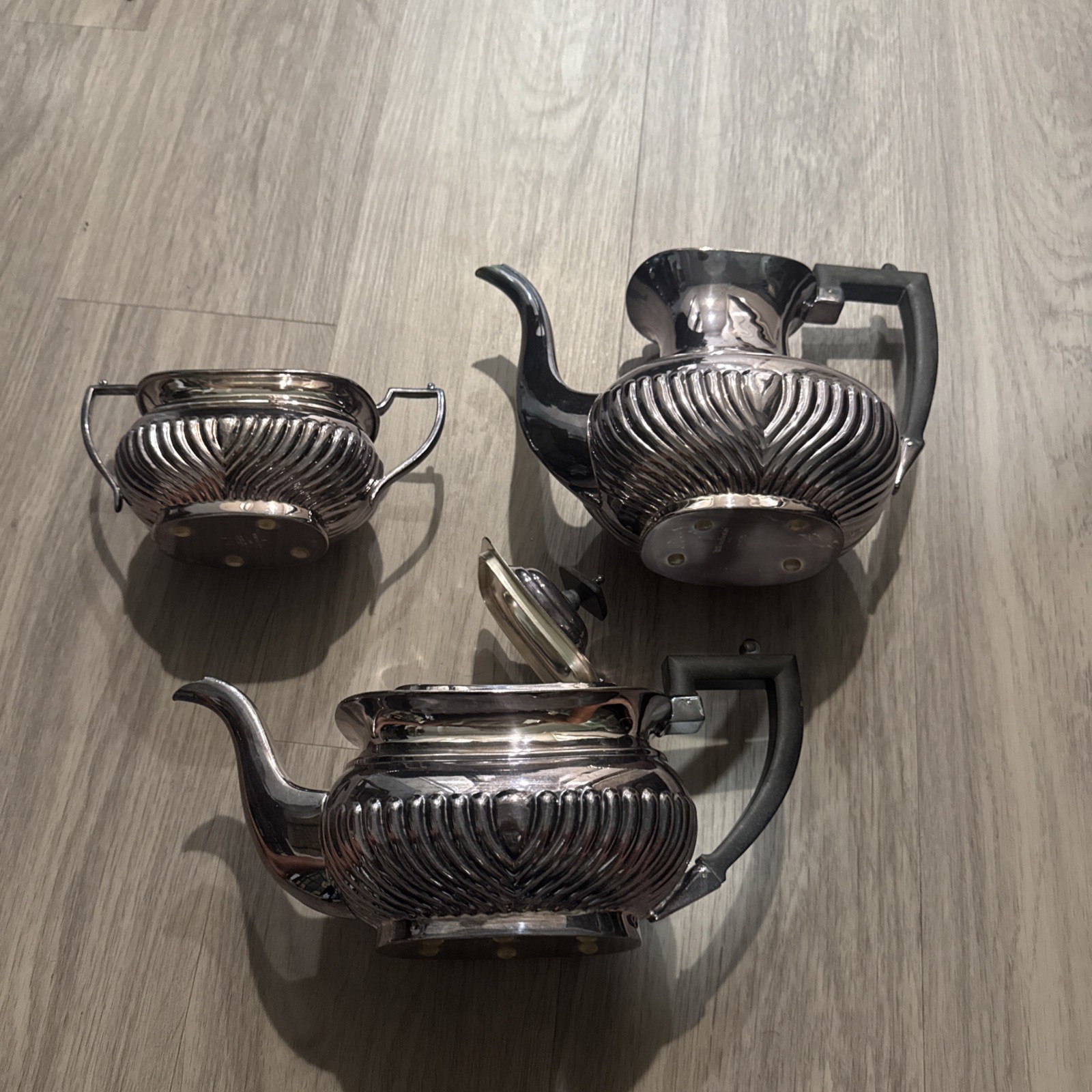 3 Piece Vtg Winchester EPNS Silver Plated Tea Set: Pot, Sugar Bowl & Creamer 