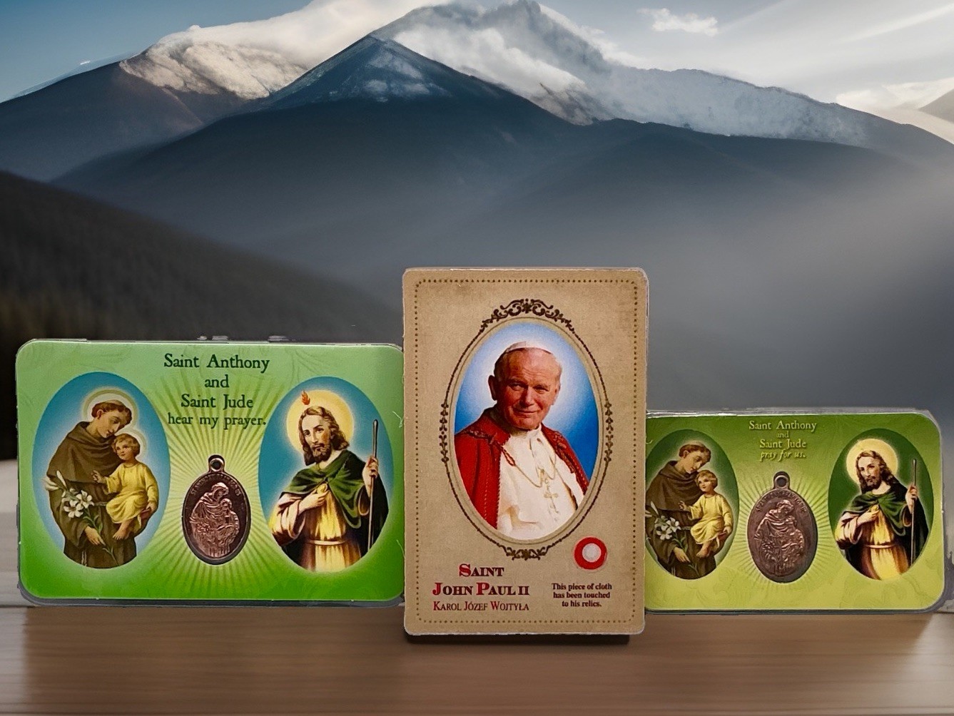 ST. ANTHONY | ST. JUDE Laminated Holy Prayer Cards with Bronze-Toned Medal Lot 3