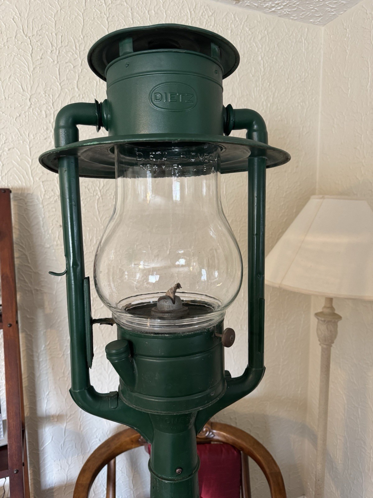 Antique DIETZ PIONEER Tubular Post Street Lamp Lantern 1900-1915~ORIGINAL GLOBE