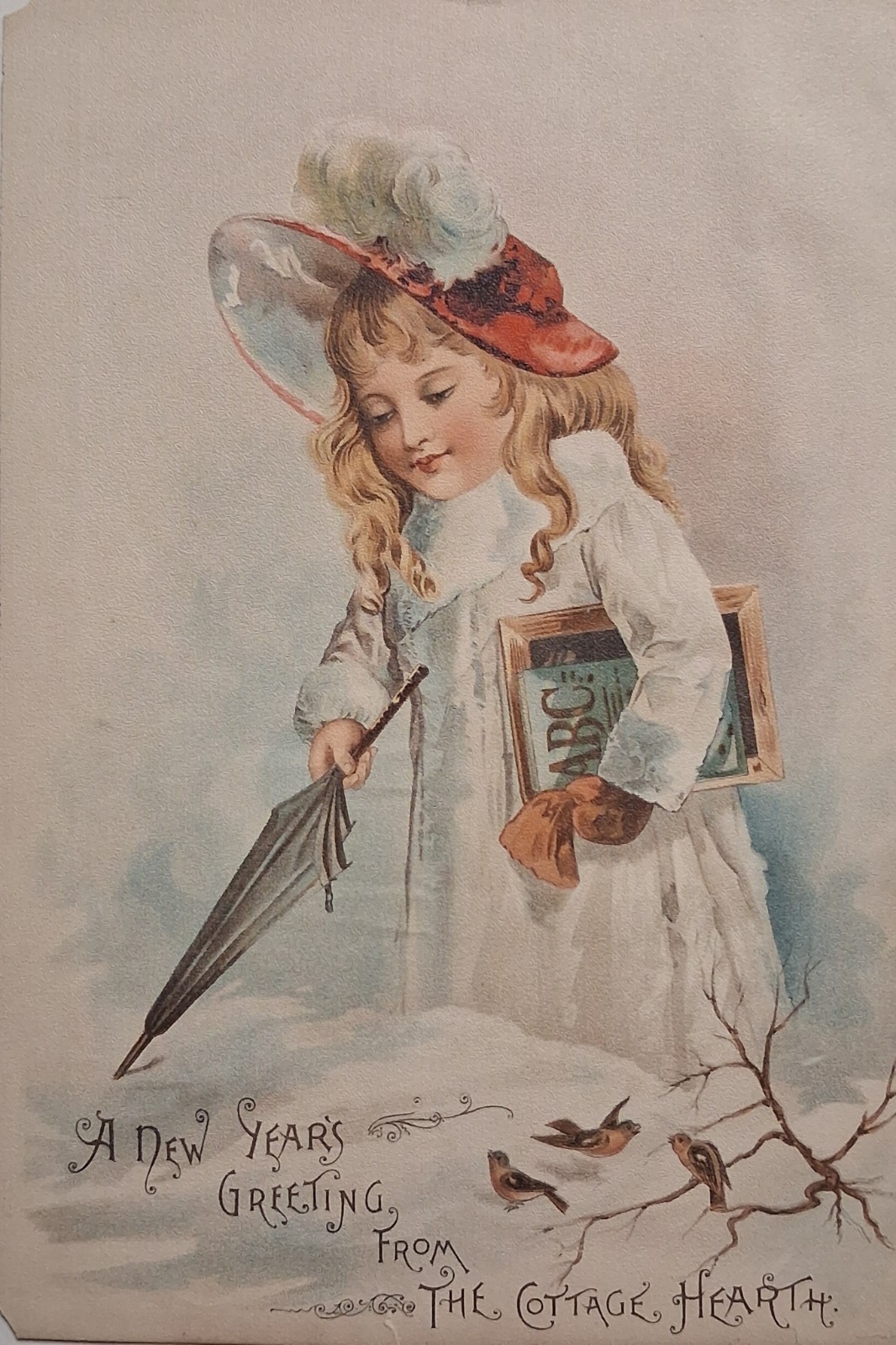 1880s-90s Victorian SCHOOLGIRL Chromolithograph 7.5 1880s-90s Victorian SCHOOLGIRL Chromolithograph 7.5