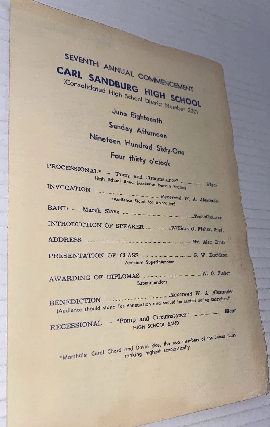 1961 Carl Sandburg High School Commencement Orland Park Illinois IL McBurney 230