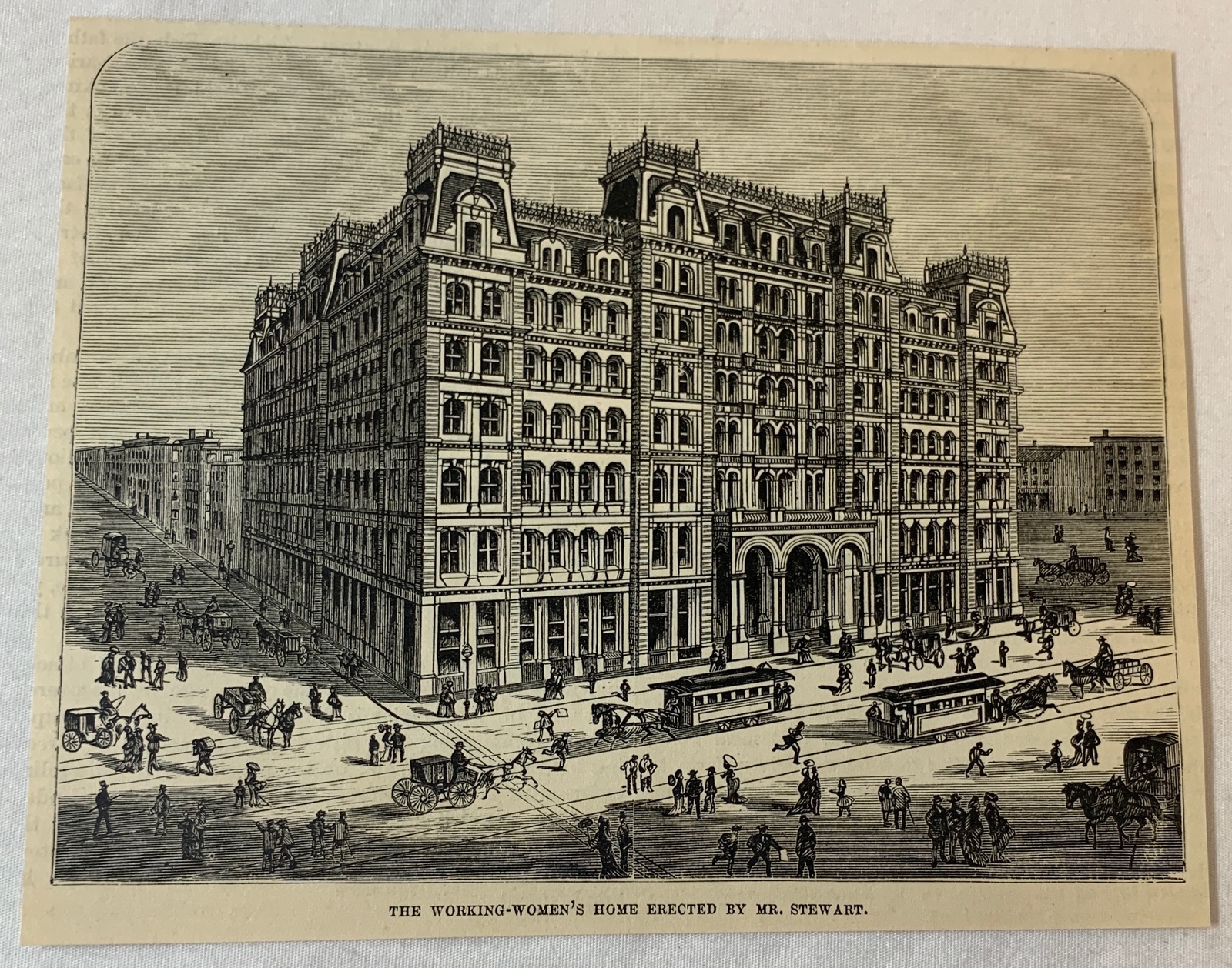 1876 magazine engraving~ WORKING WOMEN'S HOME ~ Park Ave at 32nd St, NYC