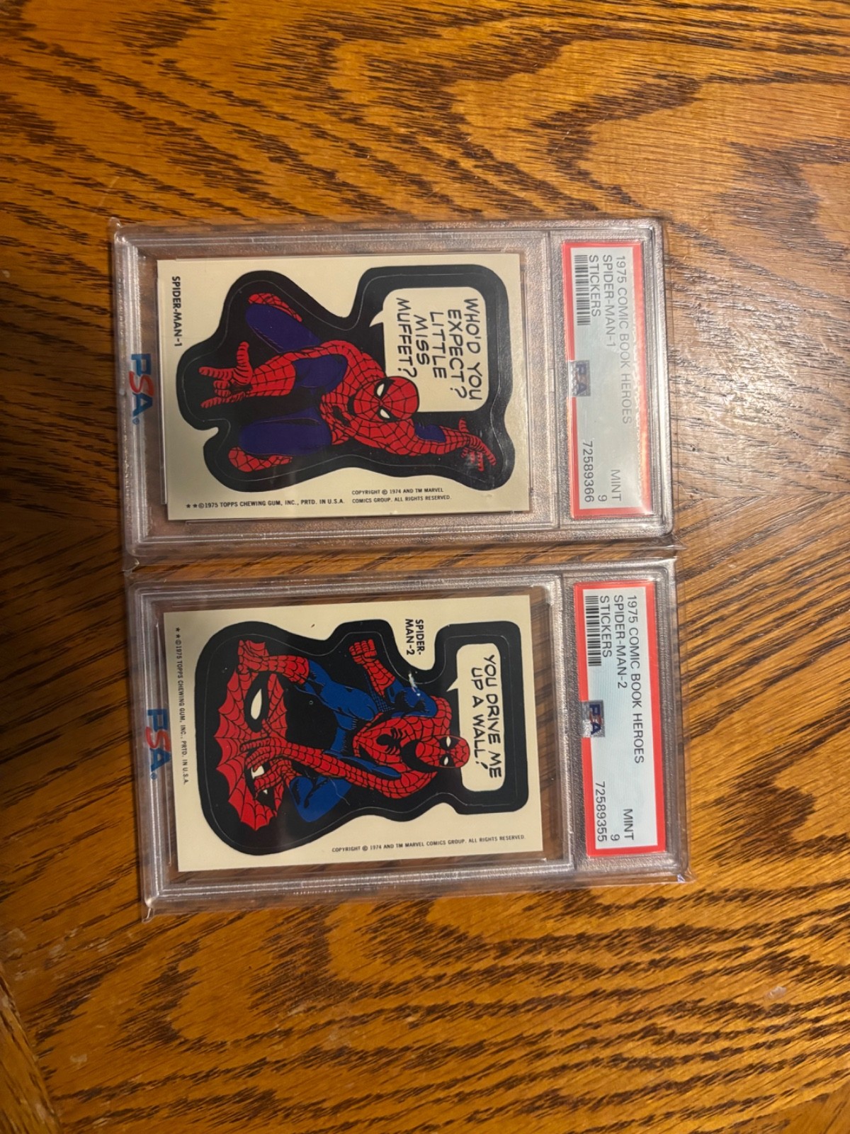 1975 Topps Marvel Comic Book Heroes Spider-Man 1 & 2. Both PSA 9’s. Grail set 