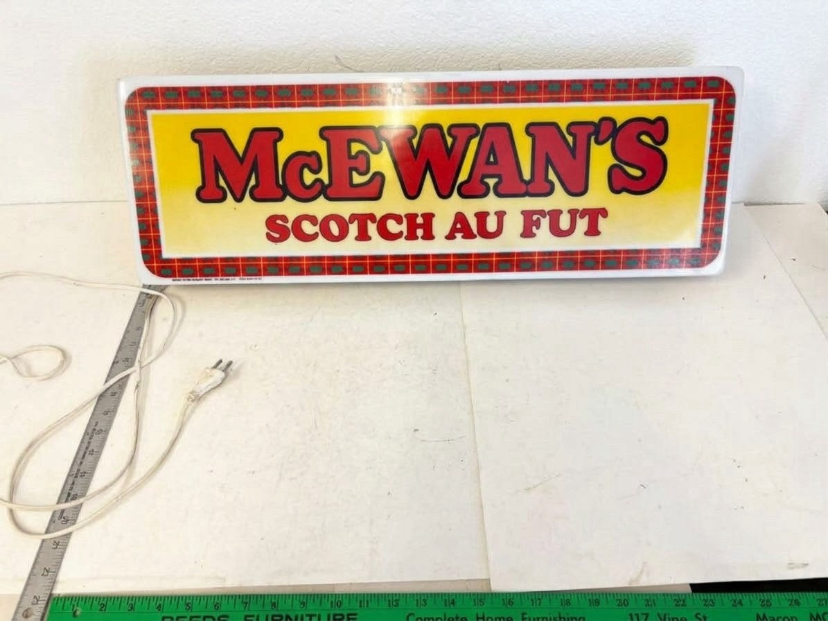 RARE Vintage McEwans Scotch Au Fut Lighted Beer Pub Bar Sign 29