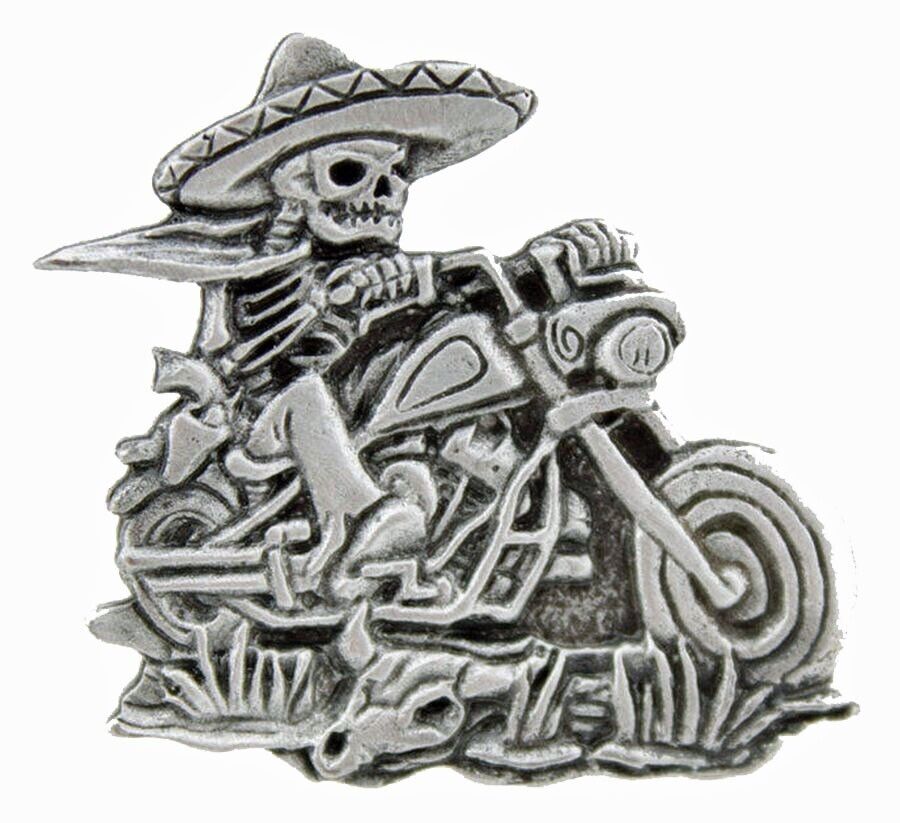 Sombrero Skeleton Rider Jacket Vest Hat Biker PIN