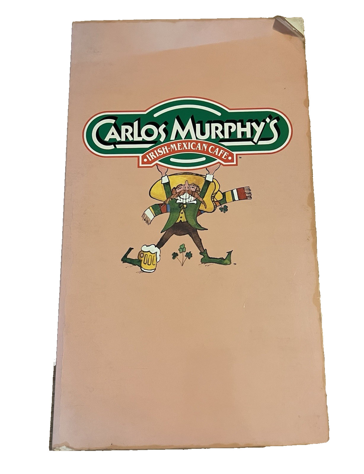 Vintage 1980s Carlos Murphy’s Irish Mexican Café Restaurant Menu USA Laminated