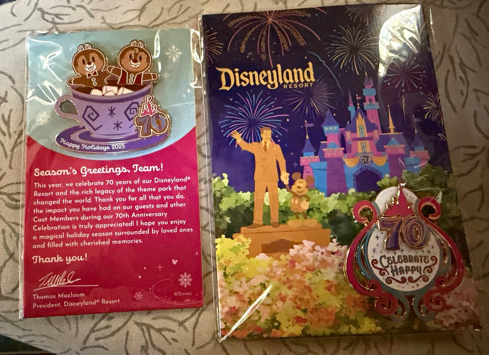 Disneyland 70th Anniversary Cast Member Pin Lot Celebrate Happy & Holiday 2025