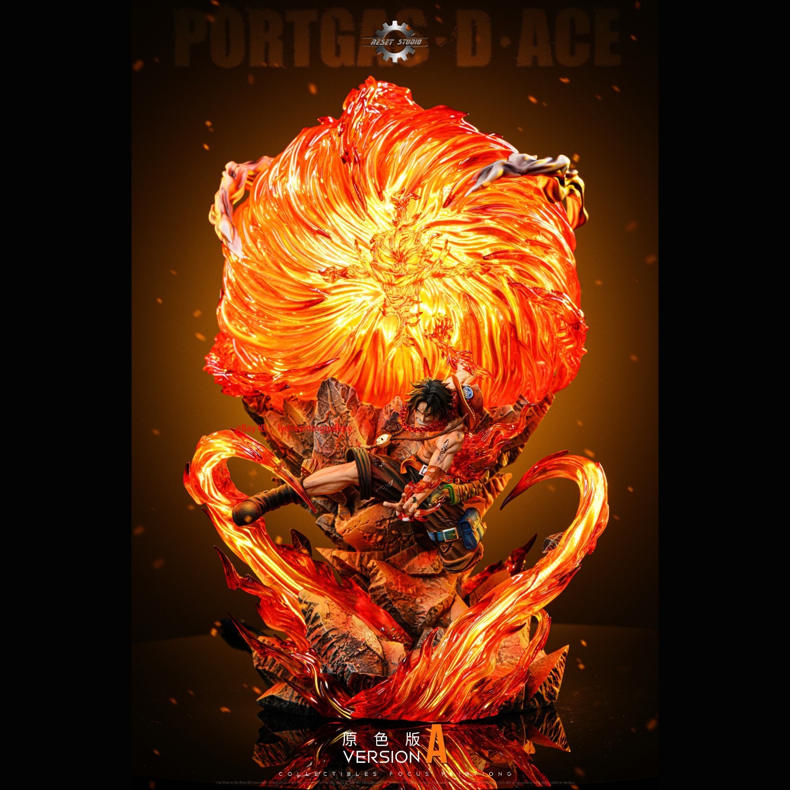 Reset Studio One Piece Portgas·D· Ace 16in Limited Bright Light Statue Figure