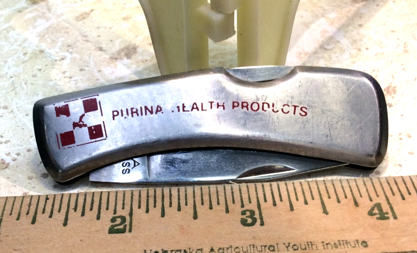 Vtg Purina Health Products Promo Stainless Steel Pocket Knife