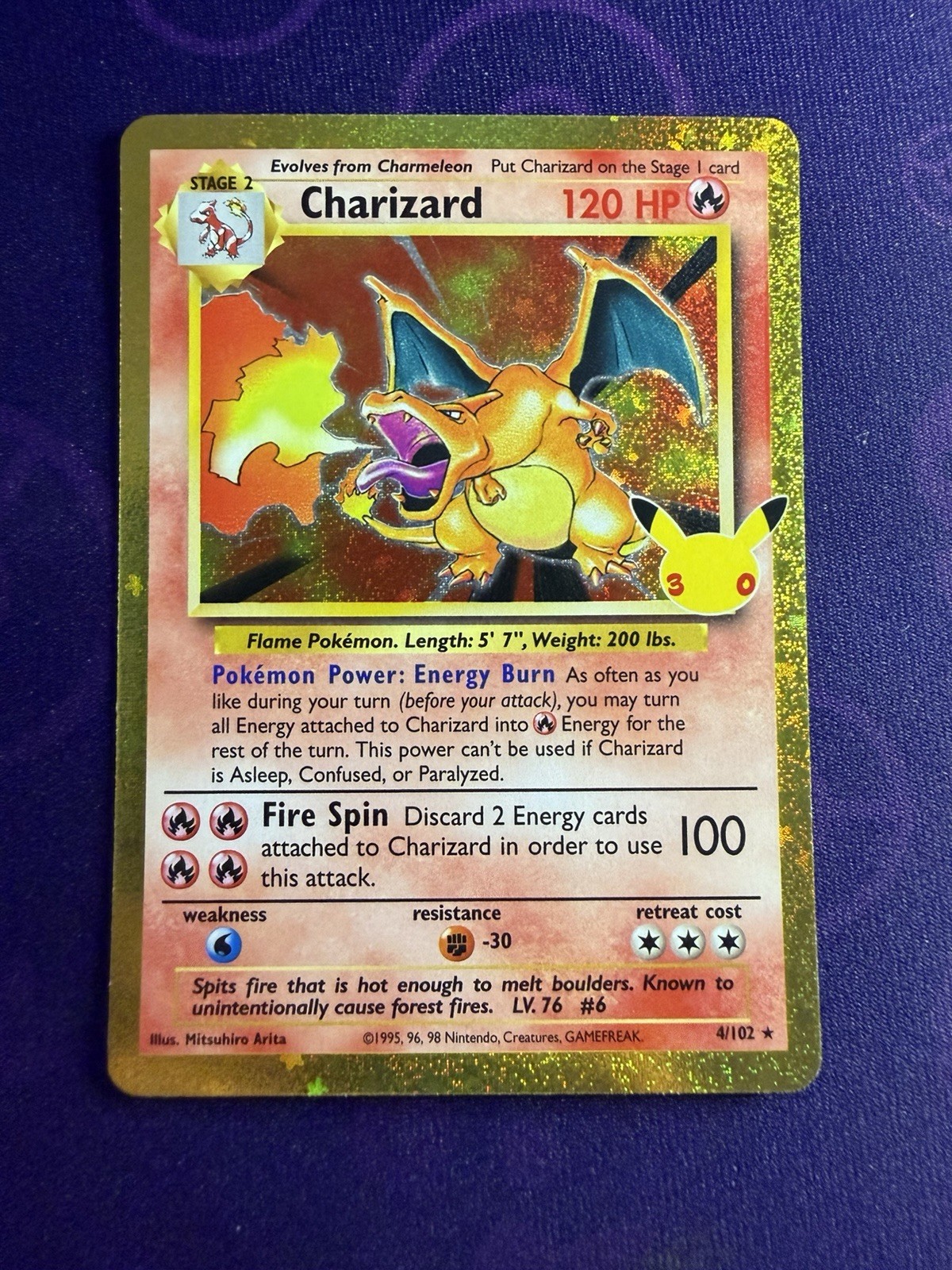 Pokemon TCG - Charizard 4/102 - 30th Anniversary