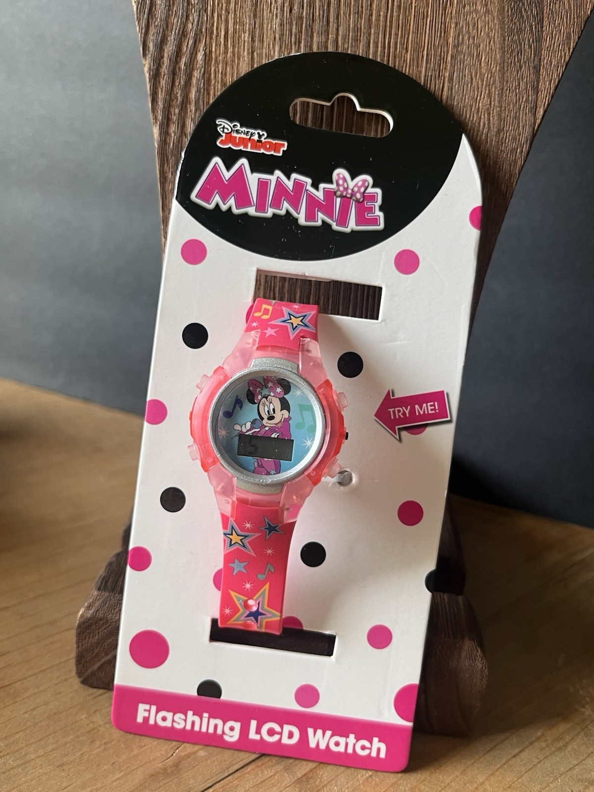 NEW Disney Junior Minnie Mouse Pink Girls Flashing LCD Light Up Watch