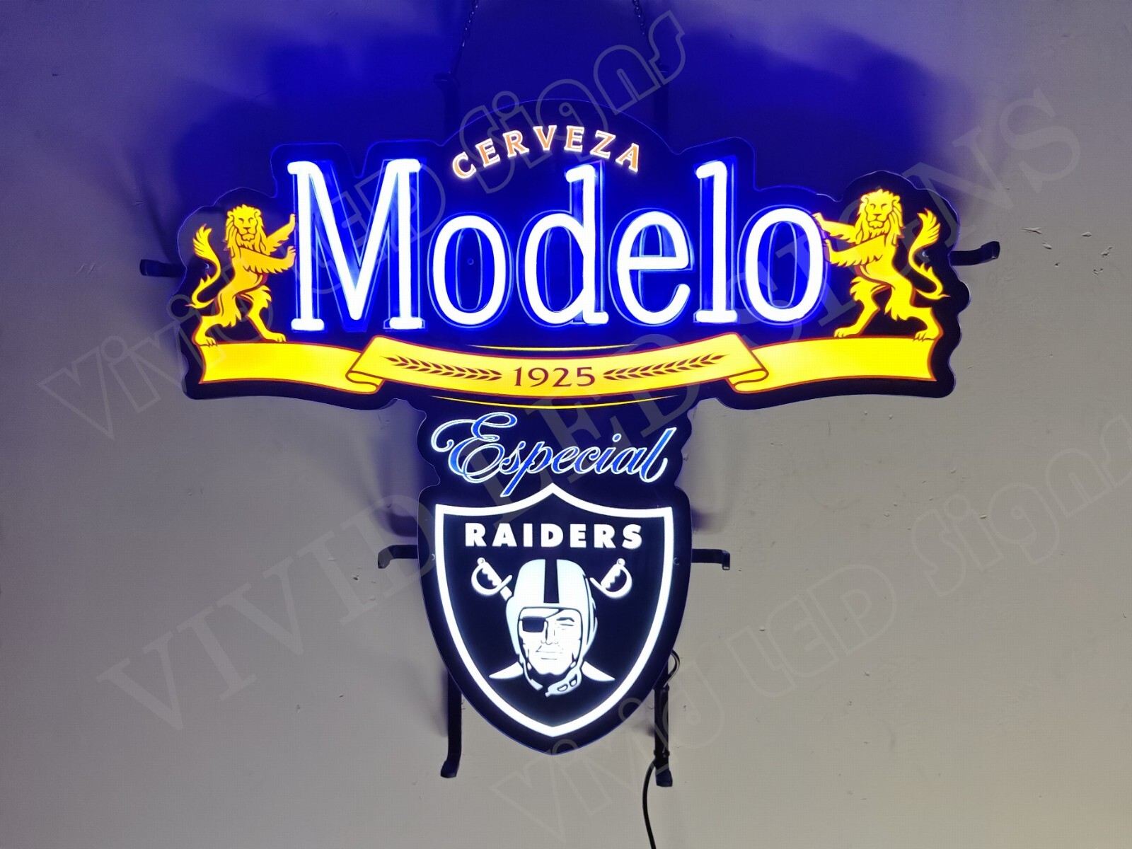 US STOCK Modelo Cerveza Raiders Sports 1925 Vivid LED Neon Sign With Dimmer 24