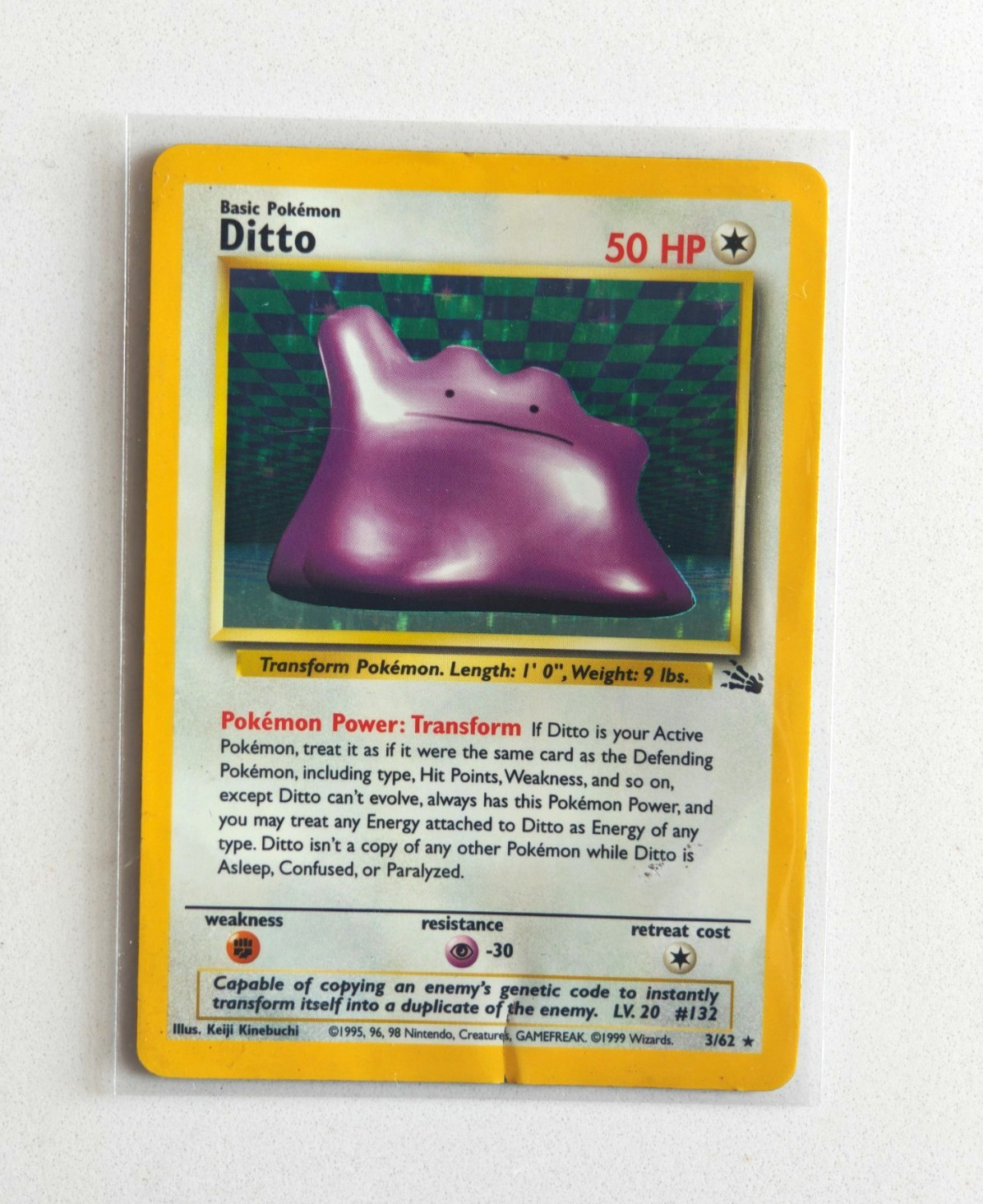 Pokémon TCG Ditto 3/62 Fossil Holo Rare Unlimited 50 HP English 1999