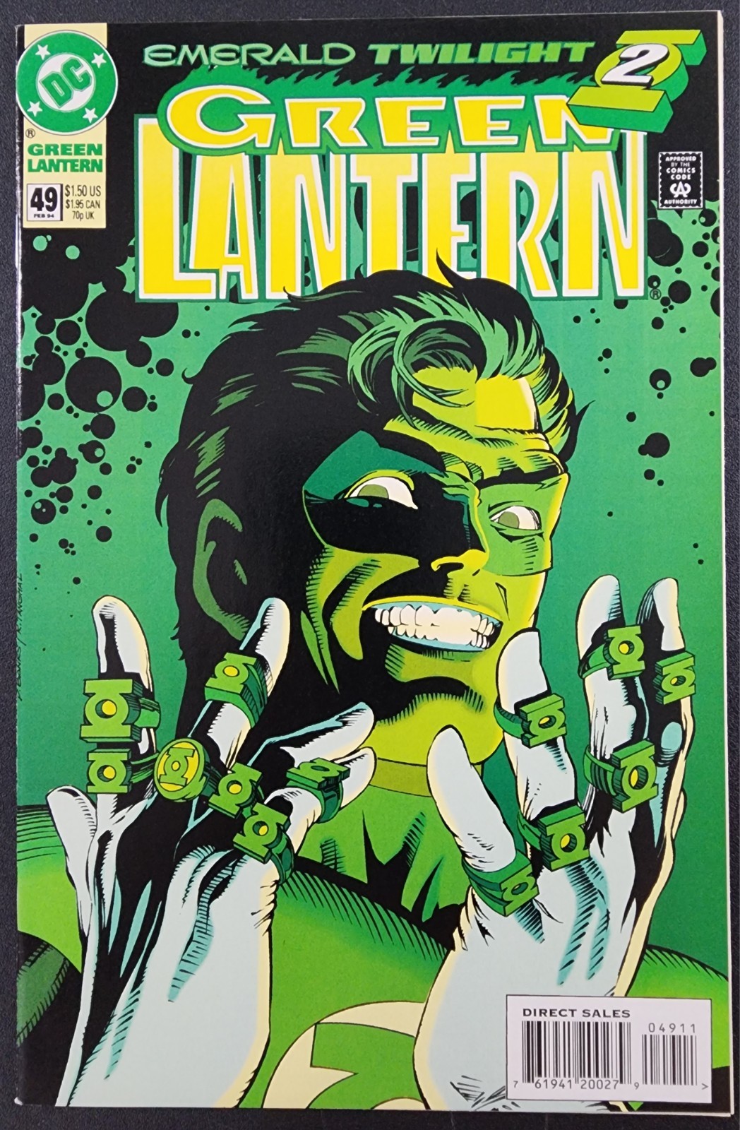 Green Lantern #49  NM+  Iconic Hal Jordan w/Multiple Rings Cover  DC Comics 1994