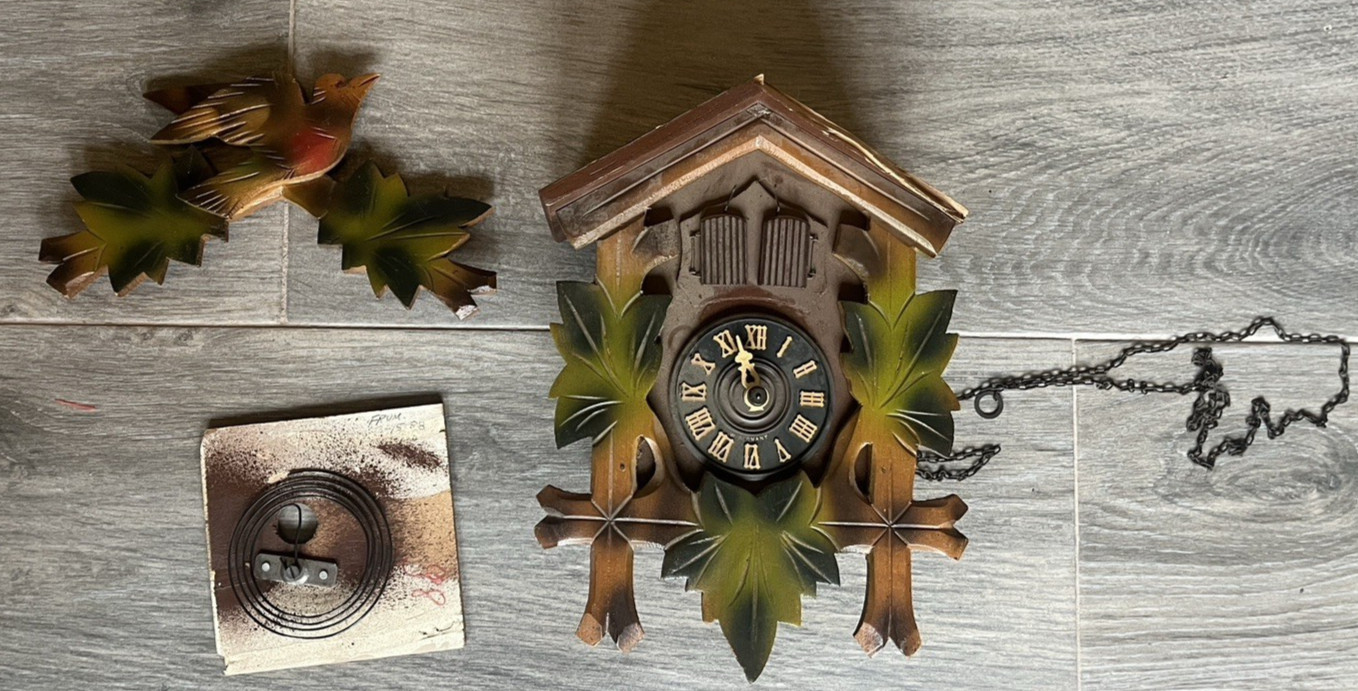 Vintage Small Black Forest German Cuckoo Clock Parts or Repair