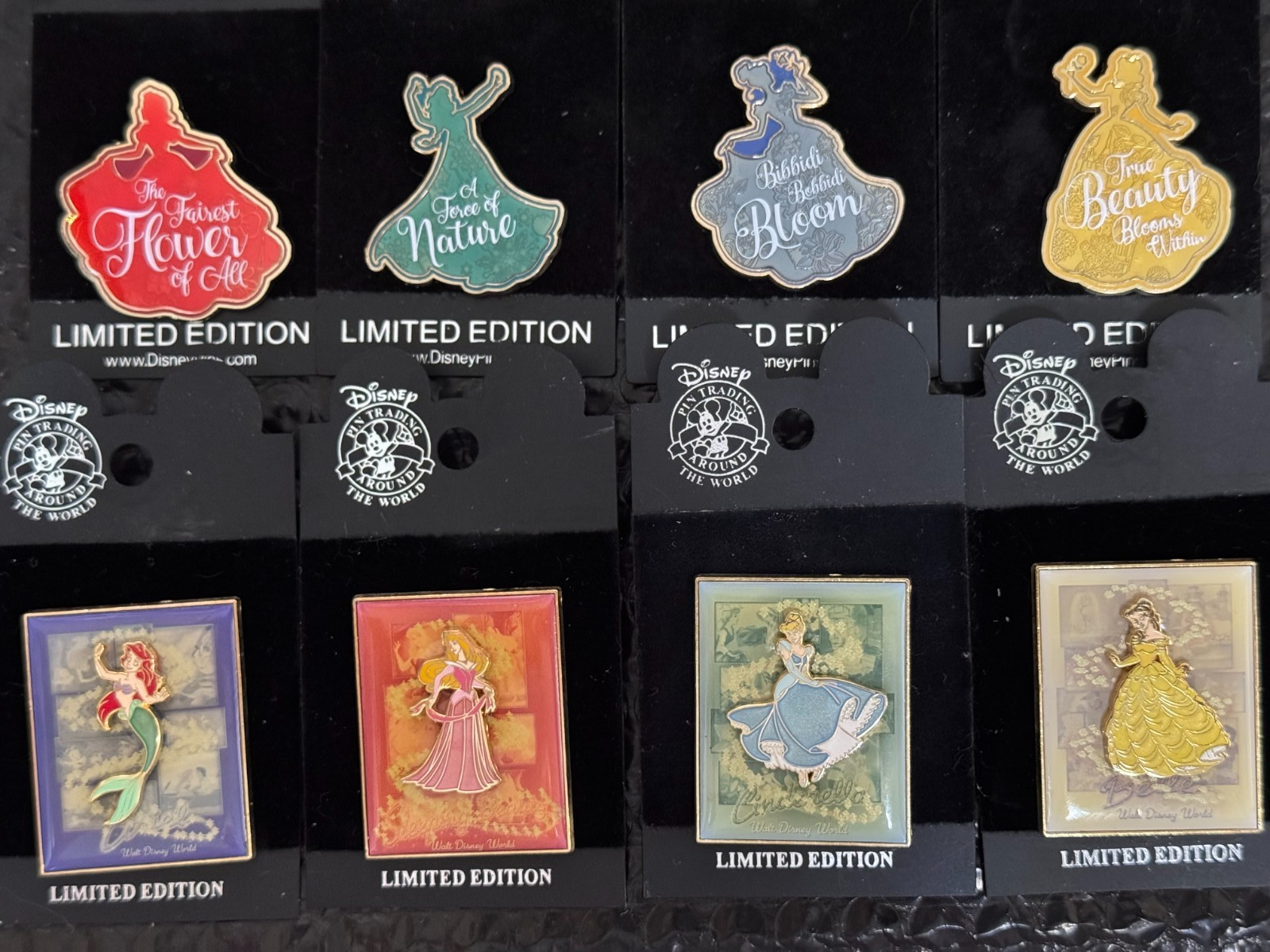 Disney 8 Princess older pins Belle Ariel Cinderella Aurora Limited Editions