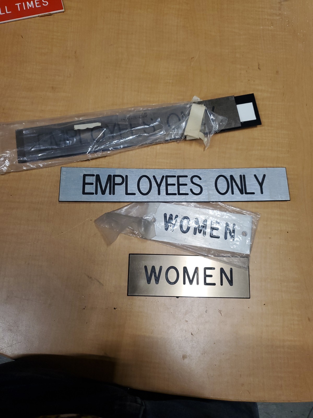 3× Employees Only Signs 2× Women's Sign