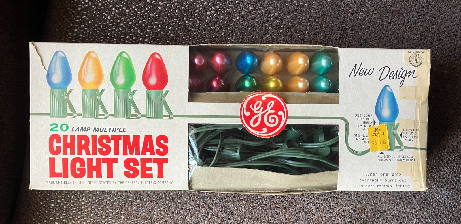 Vintage GE 20 Lamp Multiple Christmas Light Set Original Box Made in USA Tested