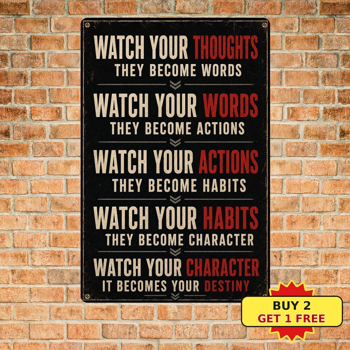 Watch Your Thoughts Wise Quote Inspirational Office Metal Tin Sign