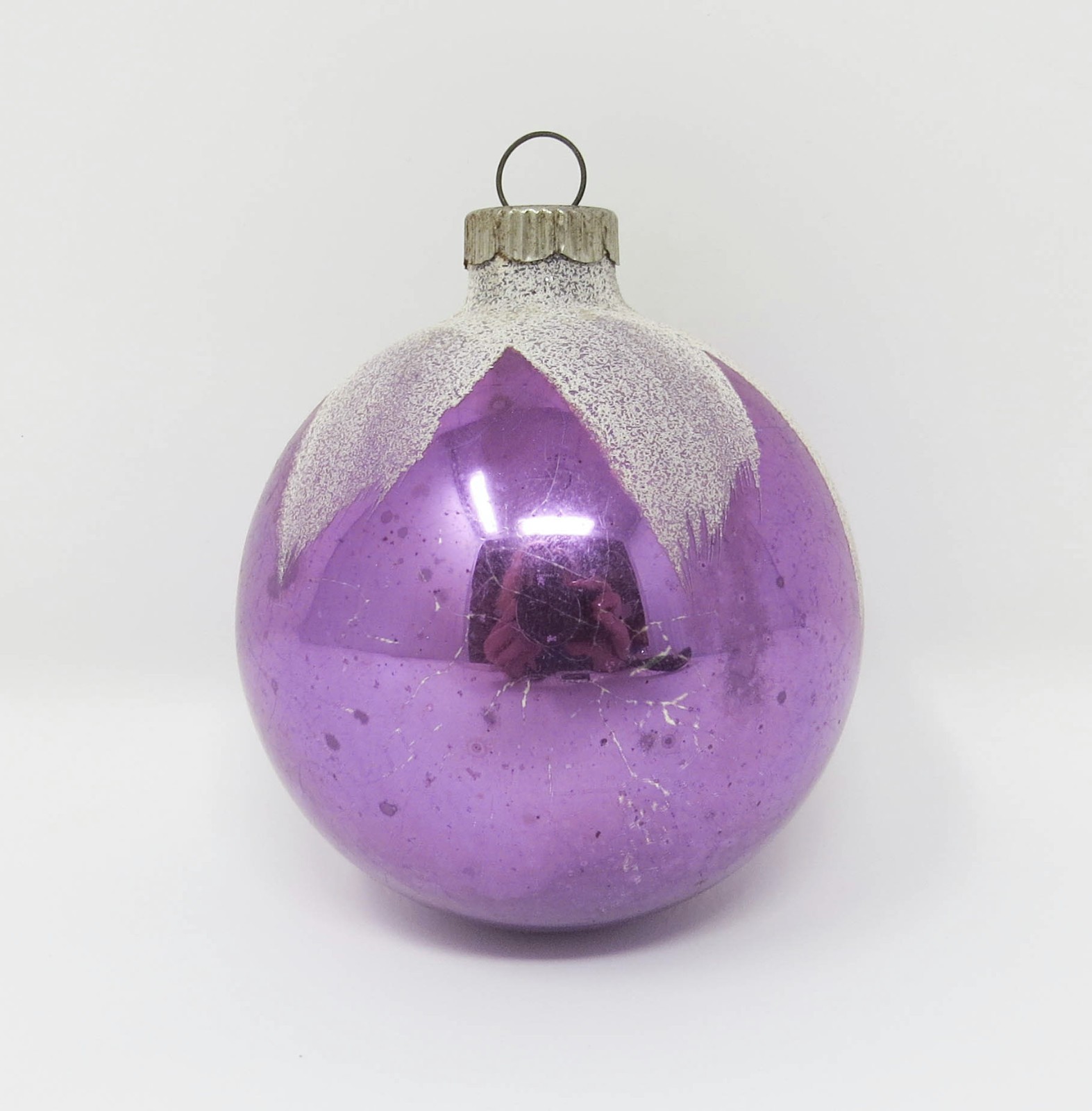 Vintage Snow Cap Shiny Brite Christmas Ornament ~ Purple ~ 2-1/2\