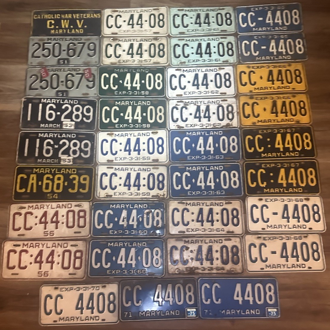 Vintage Maryland License Plates Various Years From 51’-71’